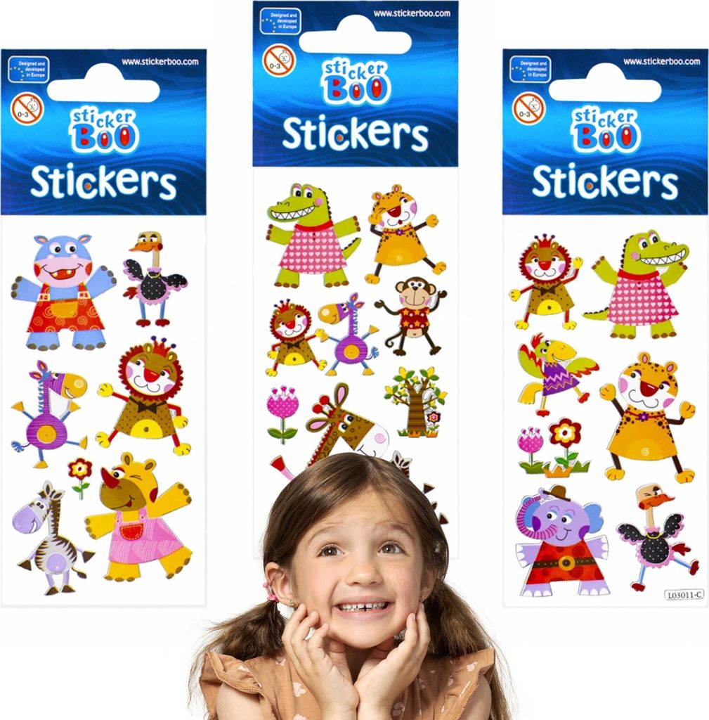 Sticker-Set mit Zoo-Tieren, Aufkleber für Kinder