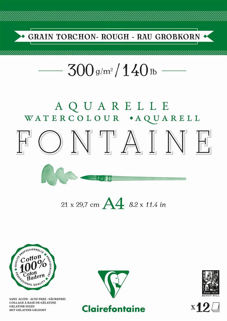 Clairefontaine Aquarellblock FONTAINE rau DIN A4