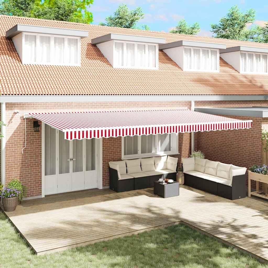 Einziehbare Markise Rot und Weiß 600 x 300 cm