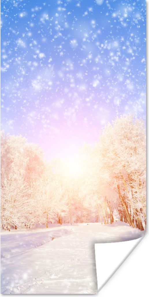 MuchoWow Poster Schnee - Sonne - Winter 60x120 cm - Wandschmuck