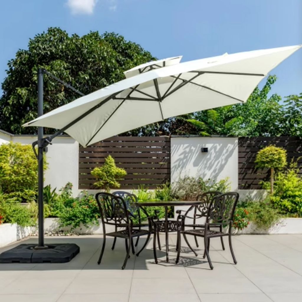 Grosser Sonnenschirm für den Außenbereich, Camping Sonnenschutz, Garten-Sonnenschirm Weiß L255*H270cm