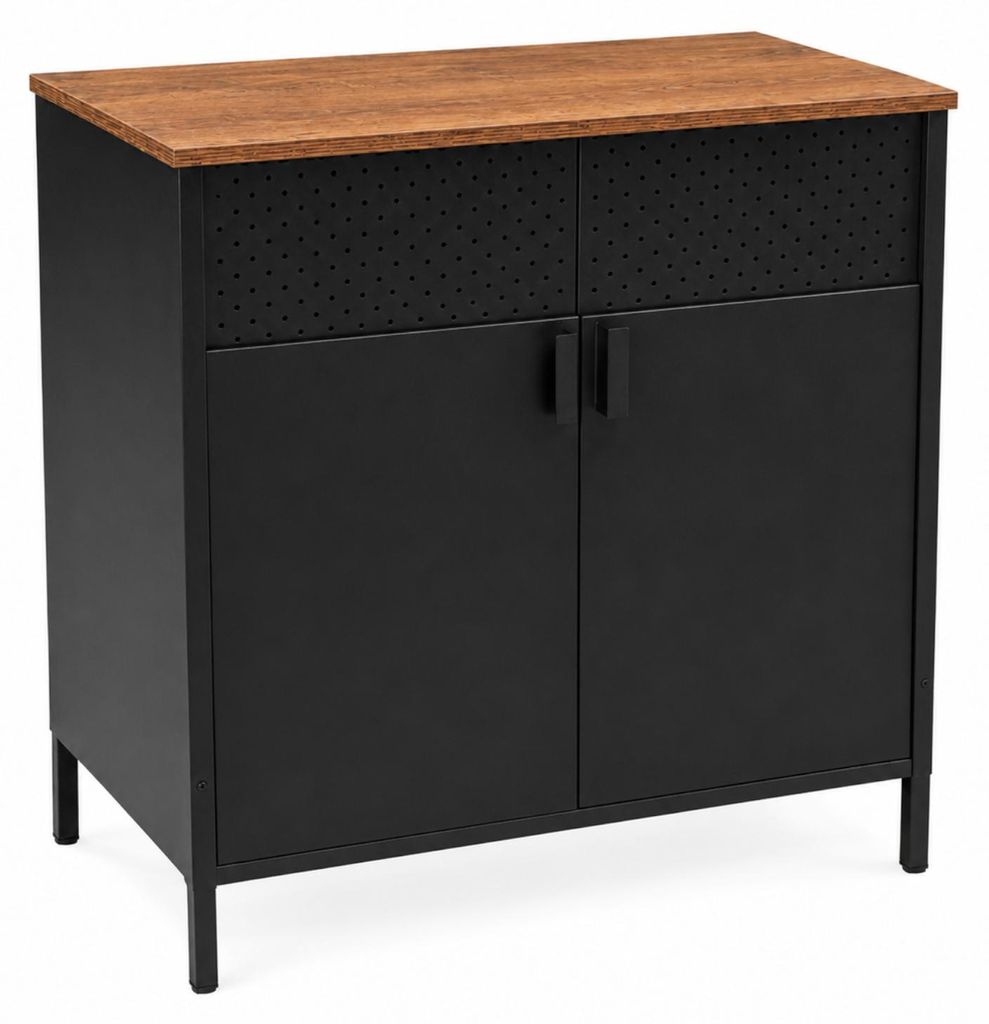 Komoda loft z drzwiczkami czarna 80 cm szafka industrialna Zdjęcie produktu 