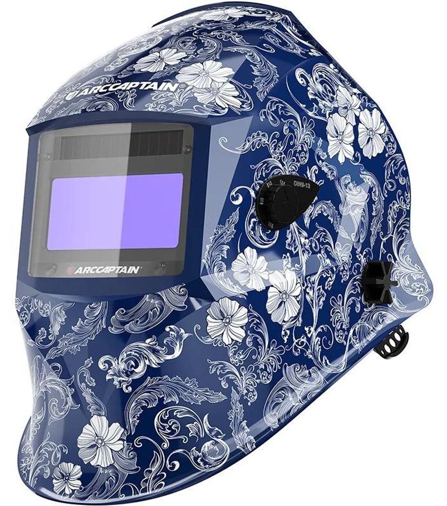 Automatik-Schweißhelm - AR-WC008 - DIN 4/9–13 - Optische Klasse 1/1/1/1 - Sichtfeld 98×43 mm - Verzögerung 0,1–1,0 s einstellbar - Solar + L...