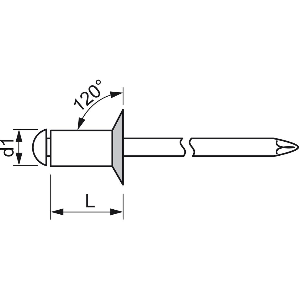 Blindniete ø 3,2x10 mm Niete mit Stahldorn Senkkopf Nieten Produktbild 2