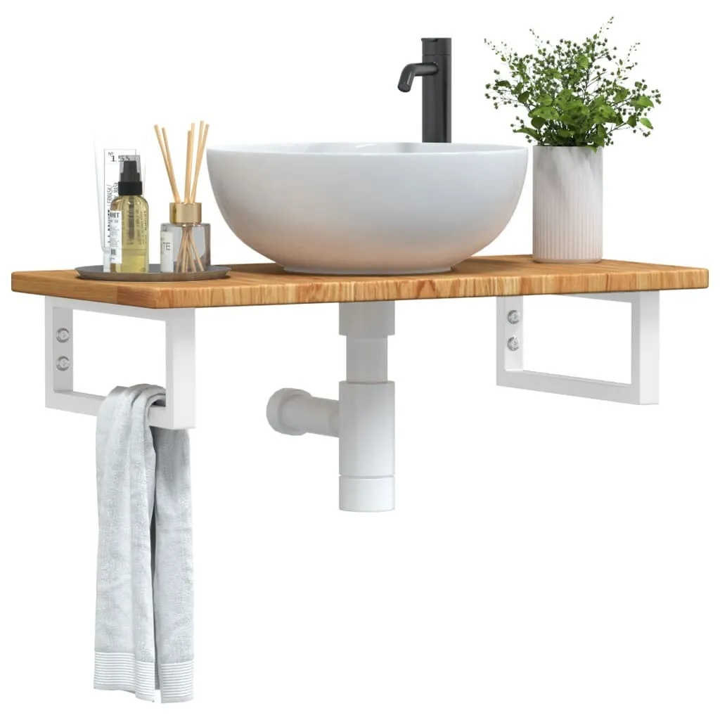Base Lavabo Sospesa Maison Exclusive in Rovere Massello e Acciaio