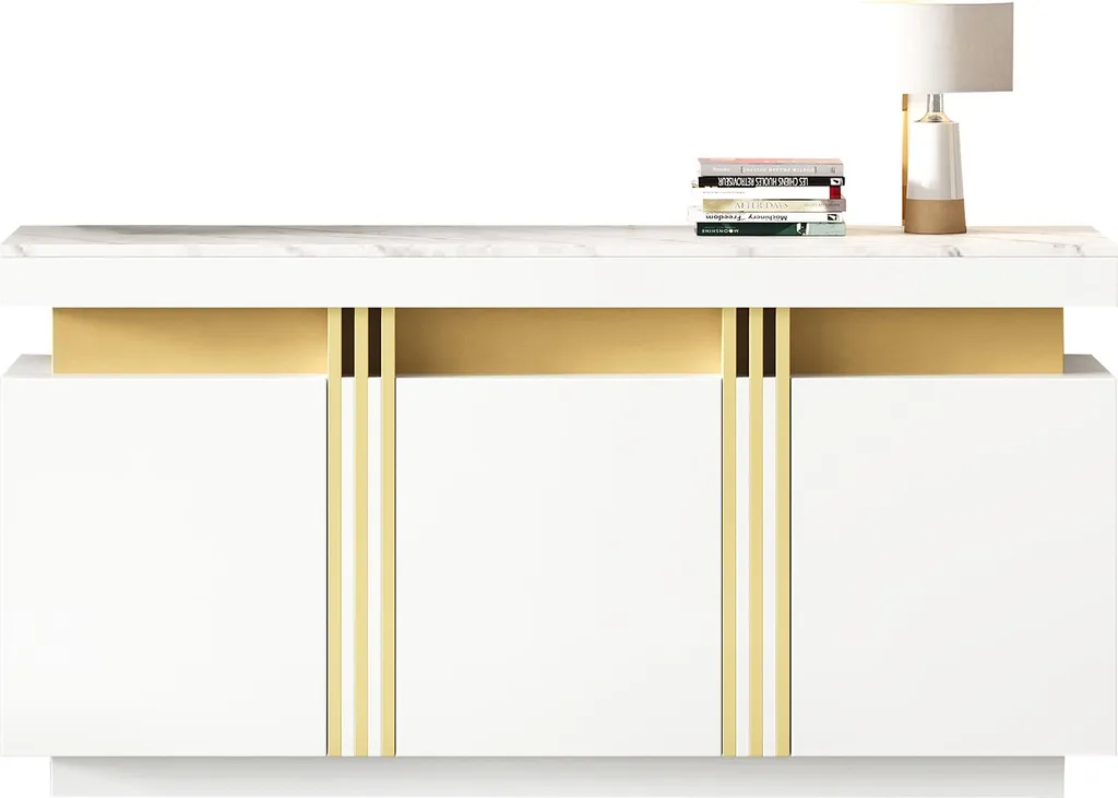 Buffet gain de place blanc 140cm pour optimiser les petits salons - 9
