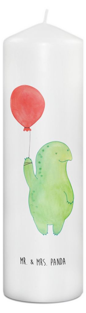 Mr. & Mrs. Panda Kerze Schildkröte Luftballon 29 x 8 cm XL - Weiß - Geschenk, Stumpenkerze, Bedruckte, Ballon, Jahrmarkt, Wachskerze, Motivations...