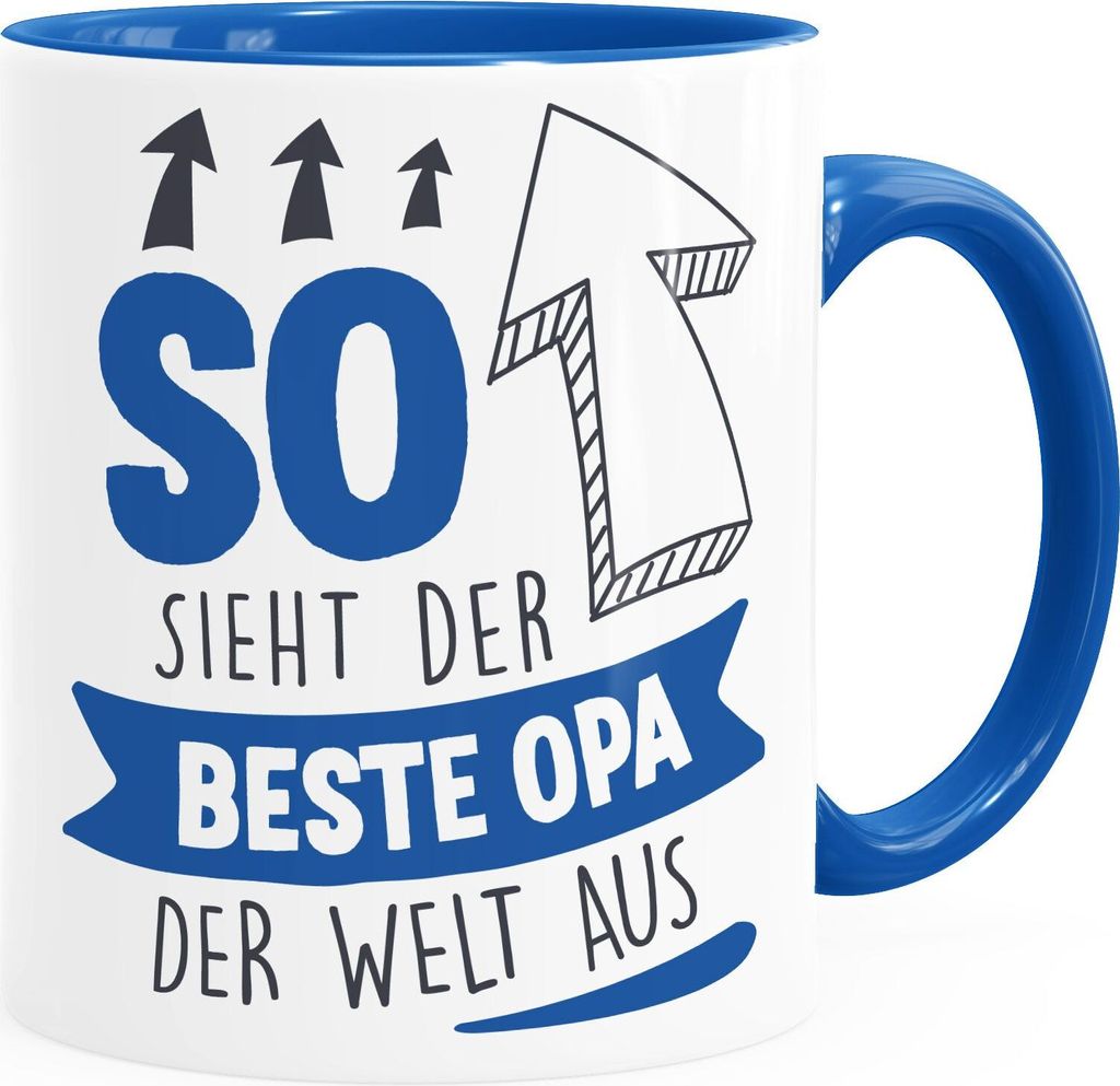 Kaffee-Tasse Geschenk Spruch so sieht die/der beste Oma/Opa/Mama/Papa der Welt aus Pfeil Geschenkidee Eltern Großeltern Moonworks Bester Opa inn...