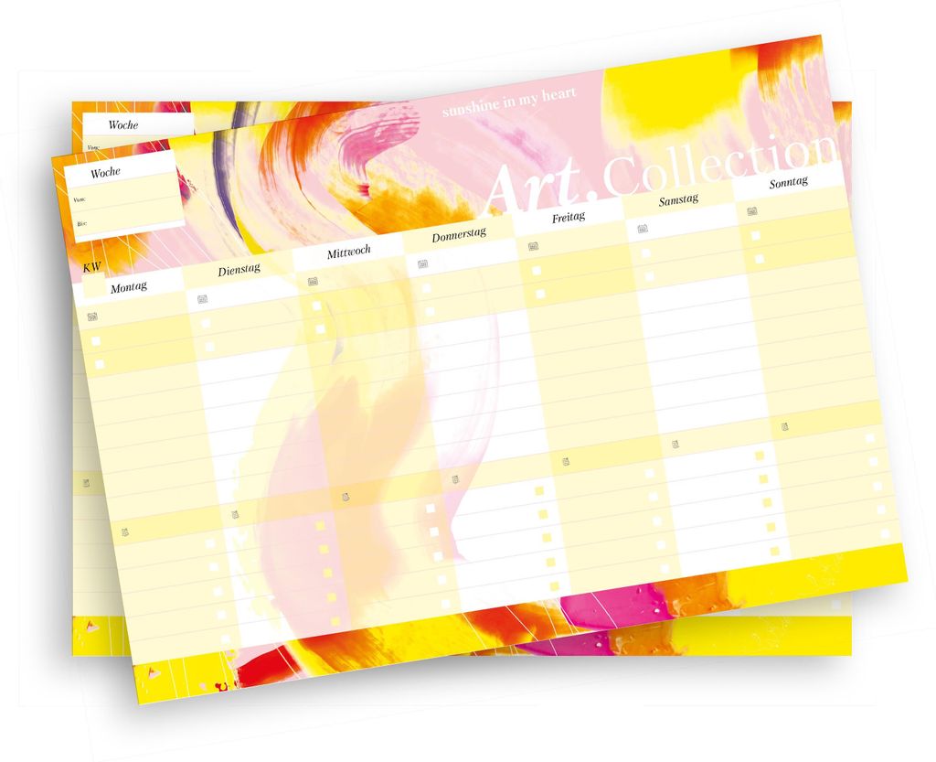 Notizblock-Set mit Kalender ohne Datum für den Schreibtisch. Immerwährender Terminplaner mit 50 Blatt zum Abreißen. Wochenplaner undatiert im Qu...