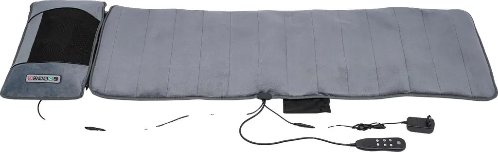 Appareil de massage cervical chauffant gris, coussin de relaxation 45cm