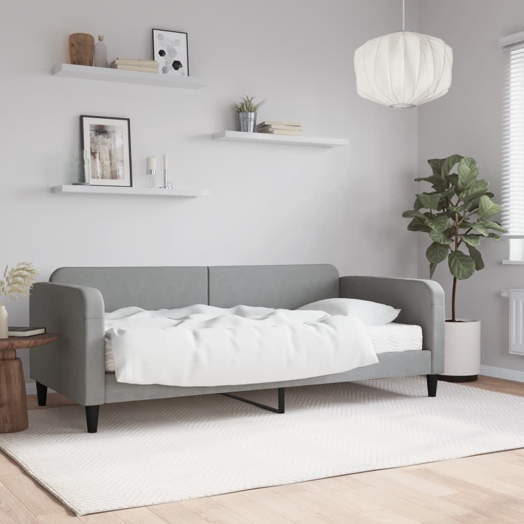 Maison Exclusive - Tagesbett mit Matratze Hellgrau 90x200 cm Stoff