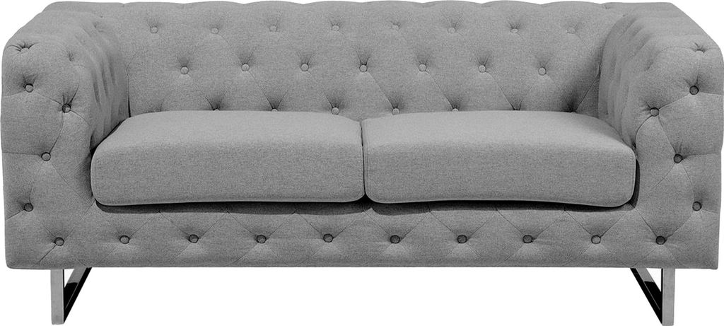 BELIANI Sofa Hellgrau Polsterbezug 2-Sitzer Chesterfield Stil Modern Wohnzimmer