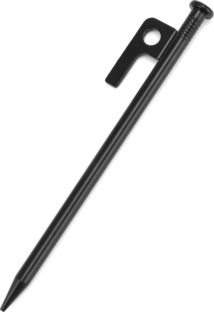 8er Pack Zelt Camping Heringe - 20 cm lange Stahlheringe für harten, felsigen Boden, Strand und Wiesen - Schwarz