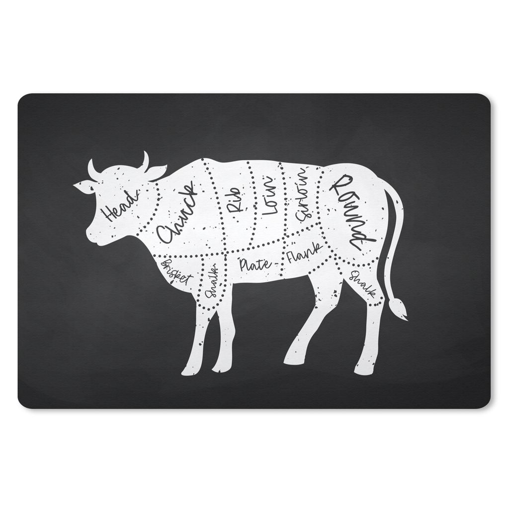 MuchoWow Mauspad Mousepad Kuh - Küche - Fleisch 27x18 cm - Mousepads - Maus Mat - Pad - Mausunterlage - Büroartikel - Desk Matten