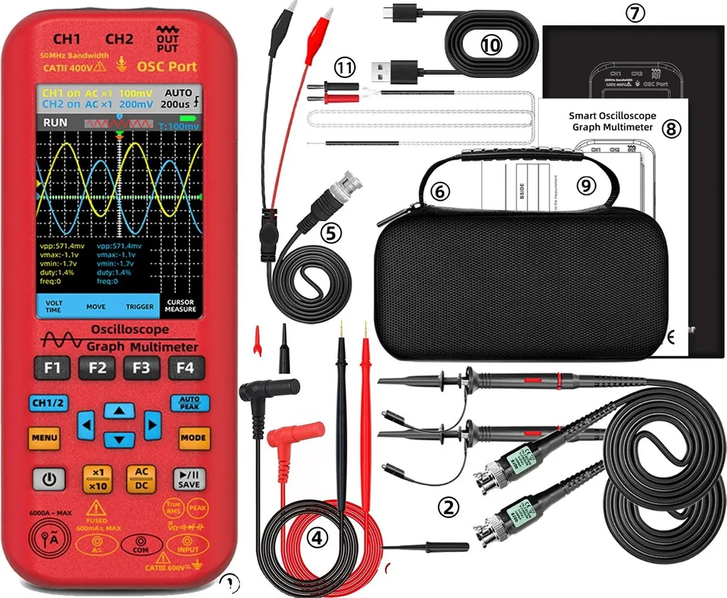 Outil de diagnostic électronique oscilloscope 50MHz et multimètre O9