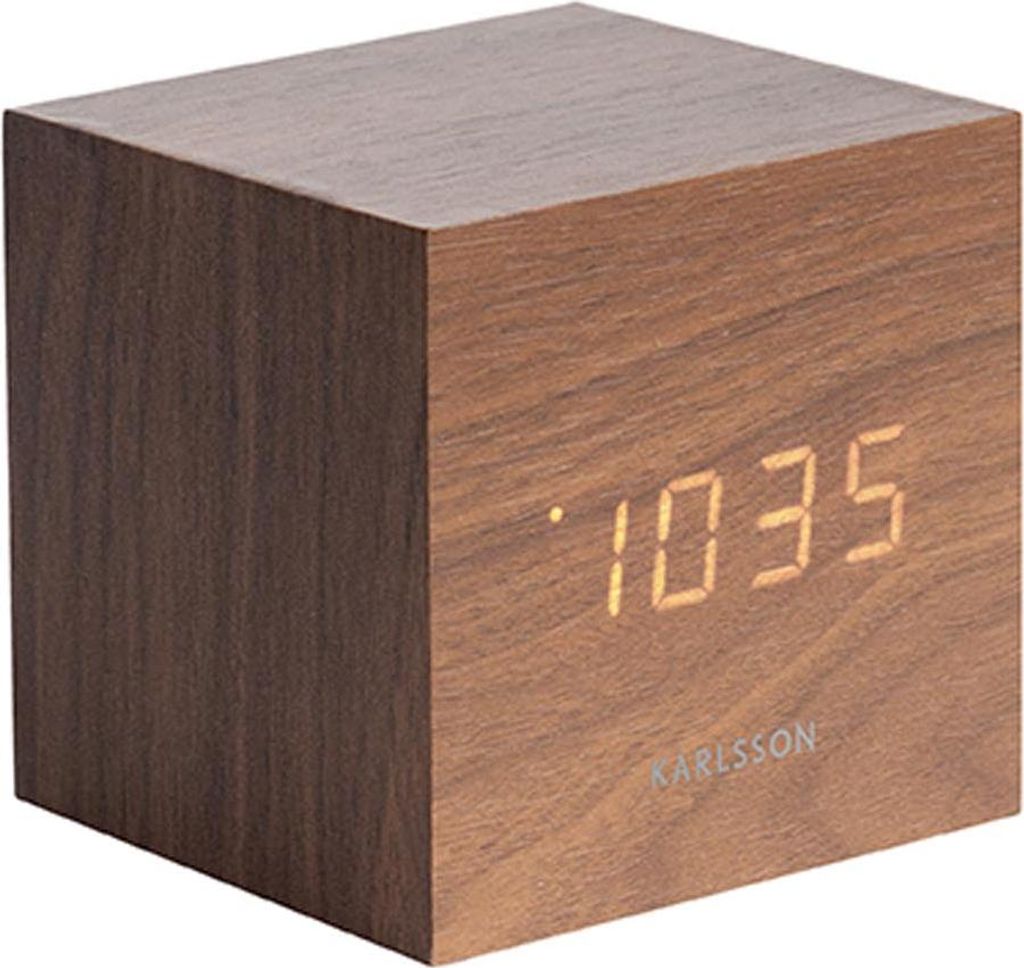 Karlsson - Wecker Mini Cube - Holz - 8x8x8cm Produktbild 