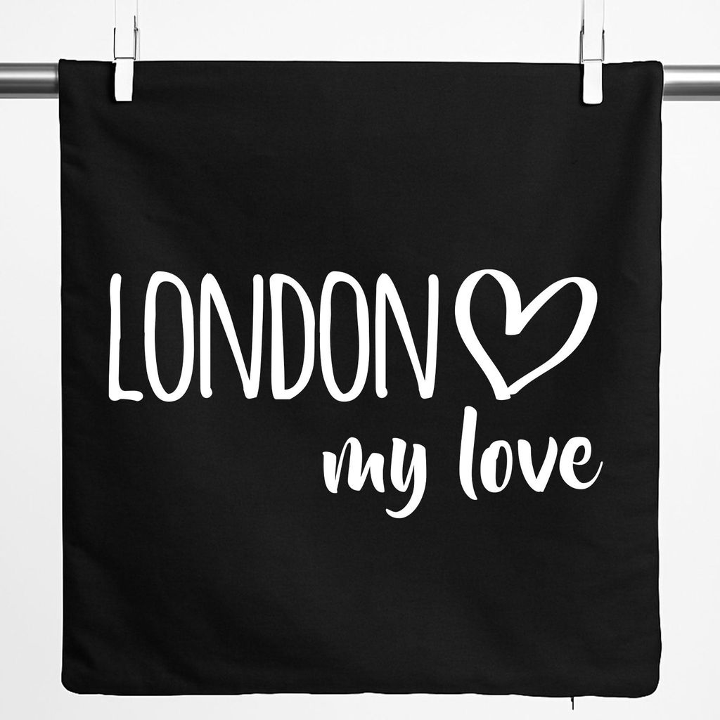 Huuraa Kissenbezug London my love 40x40cm Black Baumwolle Dekokissenbezug Geschenkidee