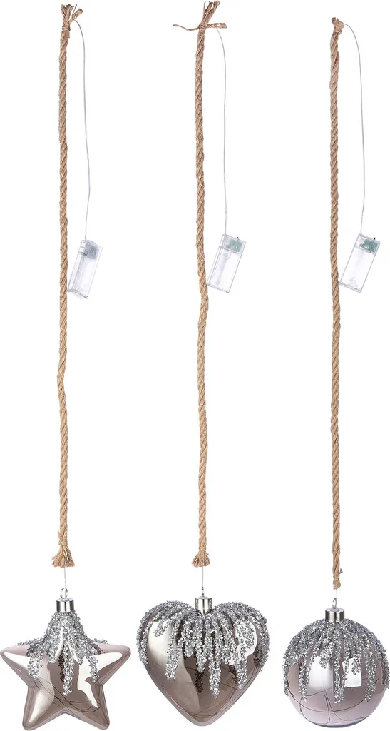 Éclairage Ambiance Sans Fil Suspension LED Verre Glamour Lot de 3 Pièces