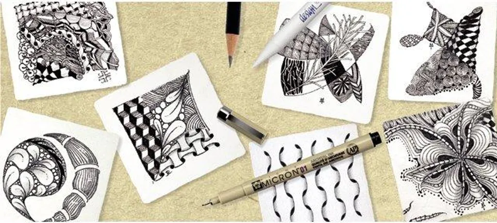 Zentangle Set Di Attrezzi Per Disegnare - Kit Base Per Il Metodo Zentangle - 6 Pezzi