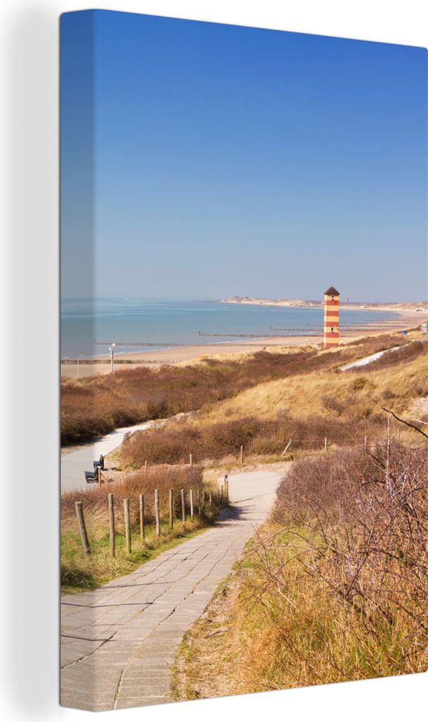 OneMillionCanvasses - Leinwandbilder - 90x140 cm, Strand - Meer - Leuchtturm - Niederlande, Wandbilder Kunstdruck Wanddekoration - Foto auf Leinw...