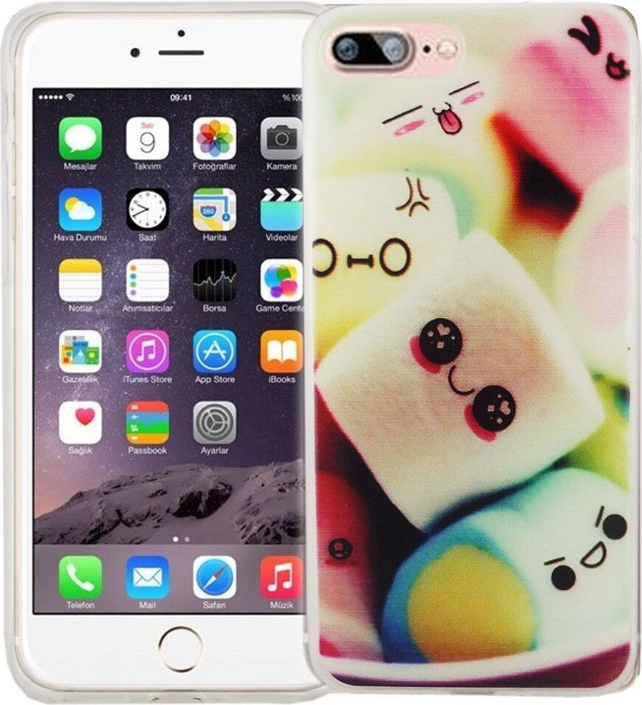 Handy Hülle für Apple iPhone 7 Plus Cover Case Schutz Tasche Motiv Slim Silikon TPU Schriftzug Marshmallows