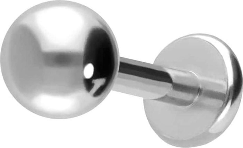 Ohrpiercing, Nasenpiercing Chirurgenstahl Labret Silber Stablänge: 7mm + Stabstärke: 1,2mm + Kugelgröße: 4mm