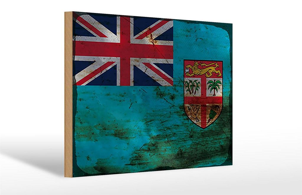 Holzschild Flagge Fidschi 30x20cm Flag of Fiji Rost