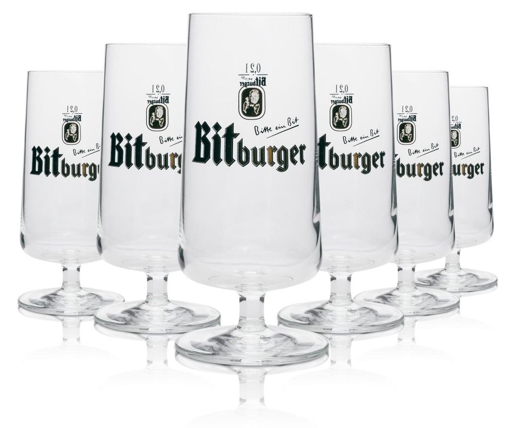 6x Bitburger Bier Glas Pokal 200ml Produktbild 