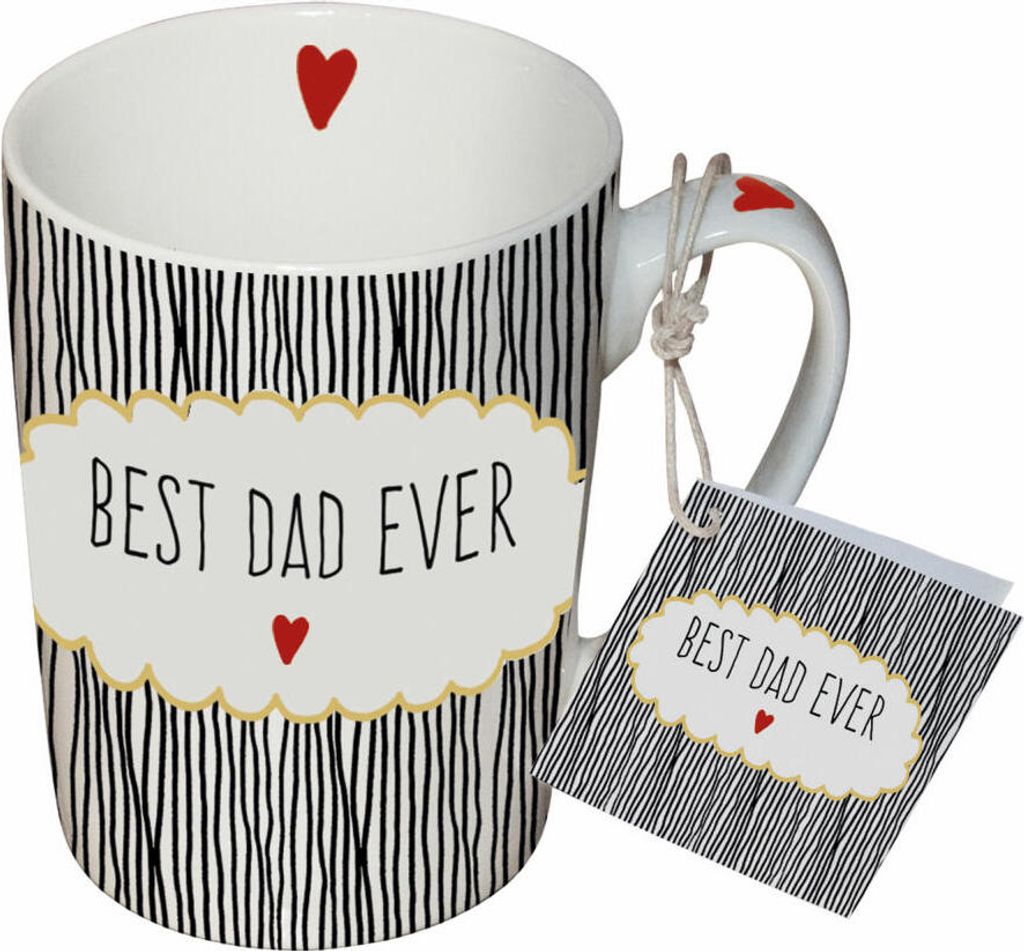 PPD Becher Best Dad, Henkelbecher, Kaffeetasse, Becher, Tasse, New Bone China, Schwarz / Weiß, 250 ml, 551278