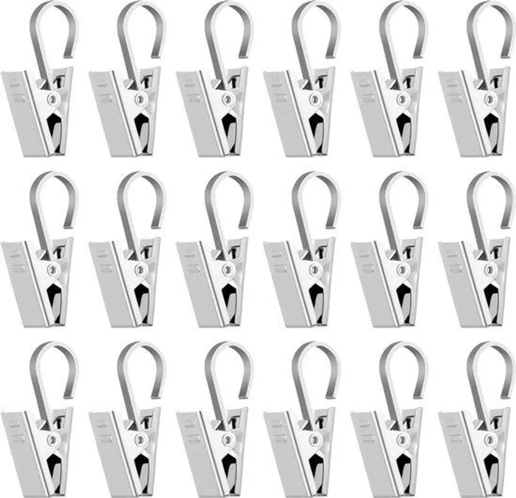 Lot de 24 crochets métalliques robustes pour rideaux et guirlandes