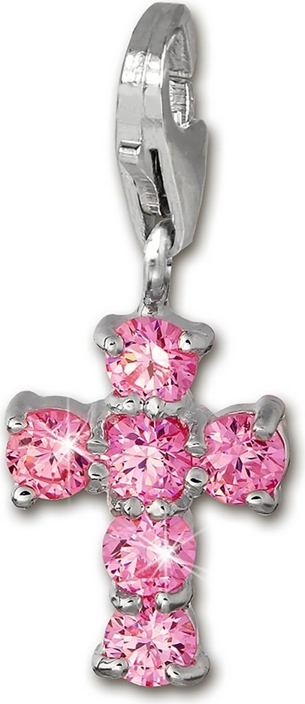 SilberDream Charm Schmuck Anhänger Kreuz pink Zirkonia 925 Echt Silber FC205P
