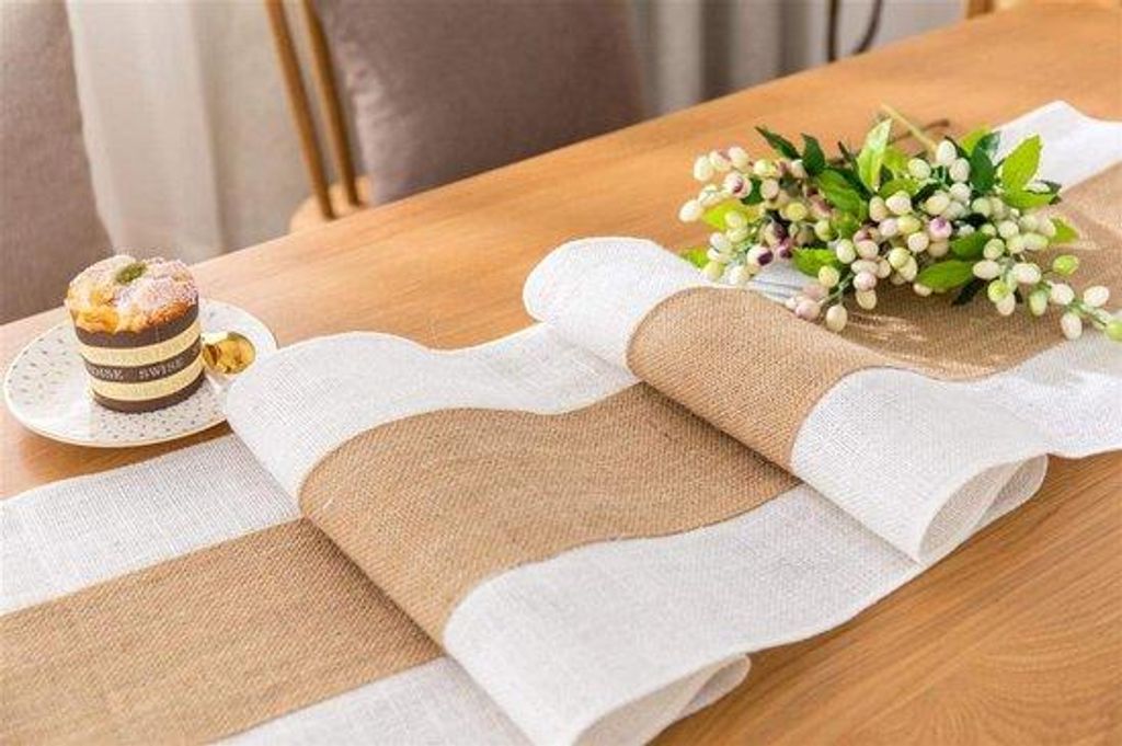 Jute Tafelloper, für Familienfeiern, Hochzeiten und Hoteldekorationen, 183 x 30 cm, Retro-Naturstil