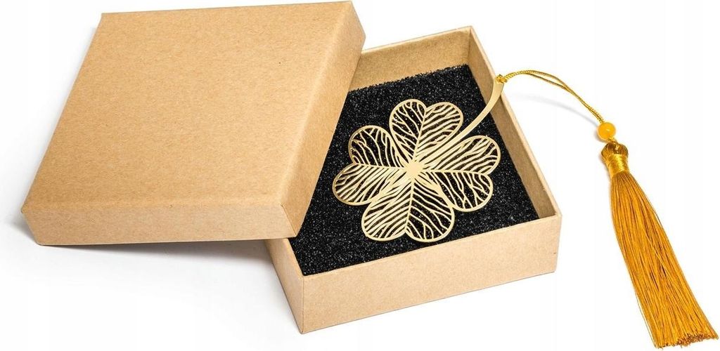 Signet à pompon en forme de trèfle à quatre feuilles doré + Image du produit 