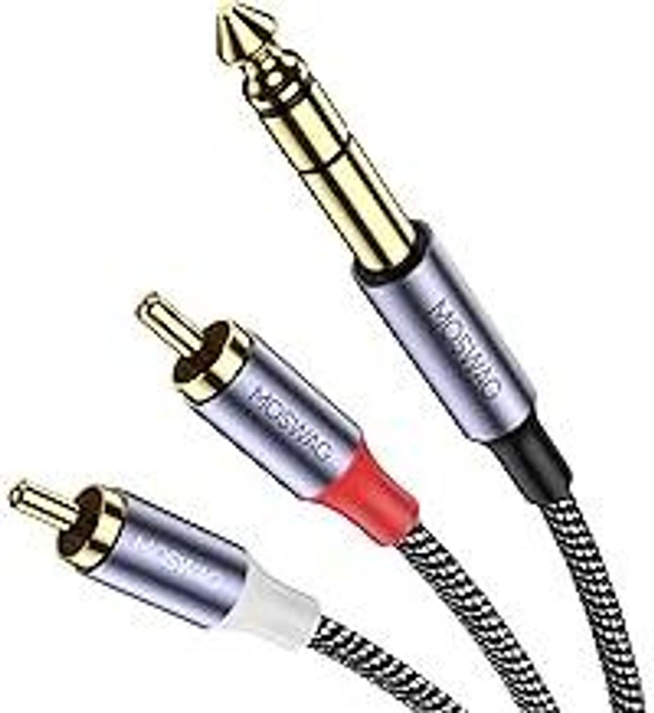 MOSWAG 6,35mm auf Cinch Kabel, 6,35mm TRS zu Dual RCA Audio Kabel Y Splitter Kabel