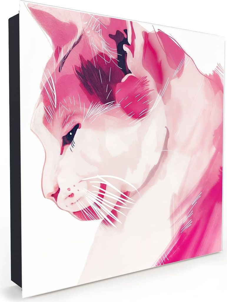 Nachbildung-Schlüsselkasten, Magnetpinnwand und Memoboard mit Glasfront Motiv Katzenportrait