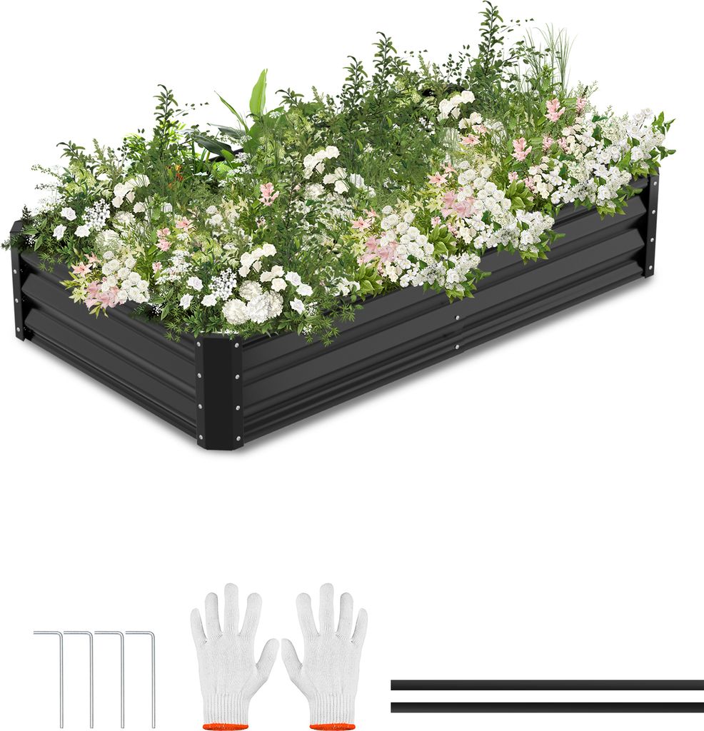Clanmacy Hochbeet Gartenbeet, Pflanzkasten, Pflanzenbeet Kräuterbeet Pflanzkasten Aufsatzrahmen 160x90x30cm Schwarz
