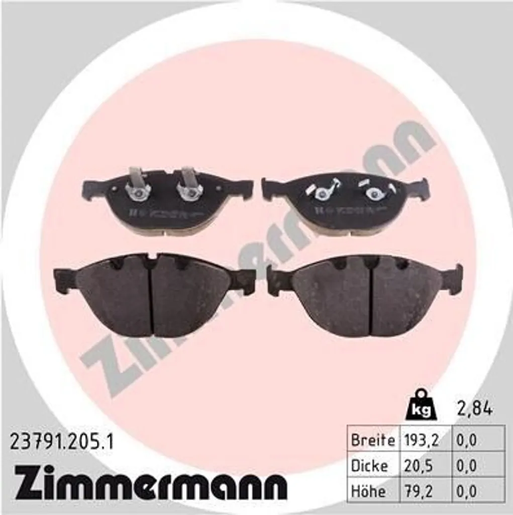 Plaquettes de frein anti-bruit Zimmermann pour BMW Série 6 E63
