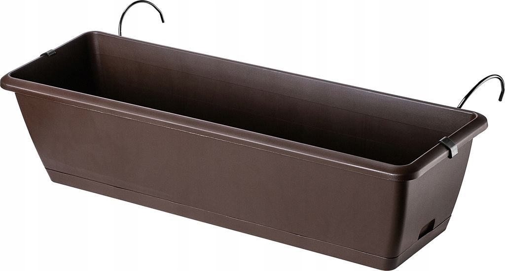 KADAX Blumenkasten mit halterung "Perama", Blumentopf, Pflanzkübel im Landhausstil, mit Gummikorken, 60 cm, Braun