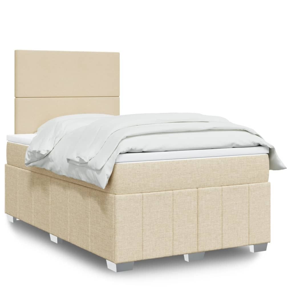 Boxspringbett mit Matratze Creme 120x200 cm Stoff, Klassische Betten 2024 Neu DesignMöbel