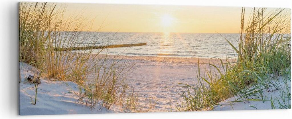 Bild auf Leinwand - Leinwandbild - Düne Strand Meer - 140x50cm - Wand Bild - Wanddeko - Wandbilder - Leinwanddruck - Bilder - Kunstdruck - Wanddek...