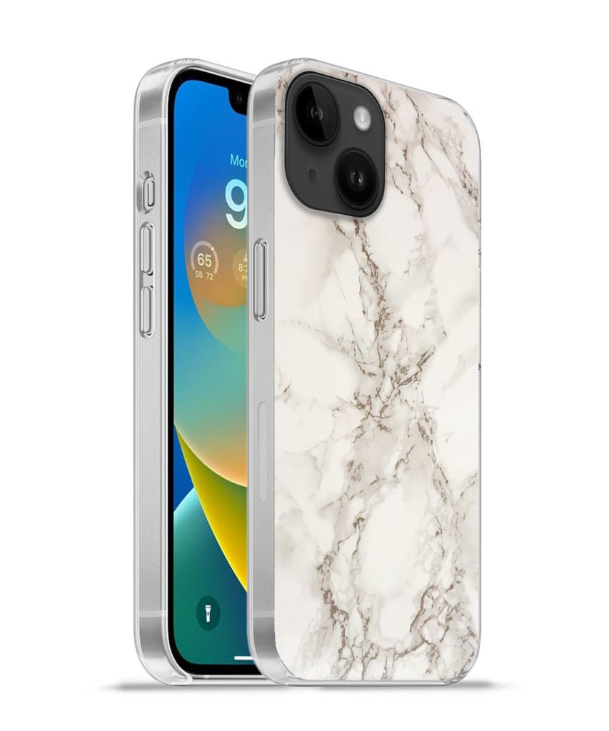 MuchoWow Handyhülle Schutzhülle Hülle für Apple iPhone 14 - Softcase Marmor - Grau - Weiß Silikon Softcase Handy Hülle - Mobiltelefonhülle