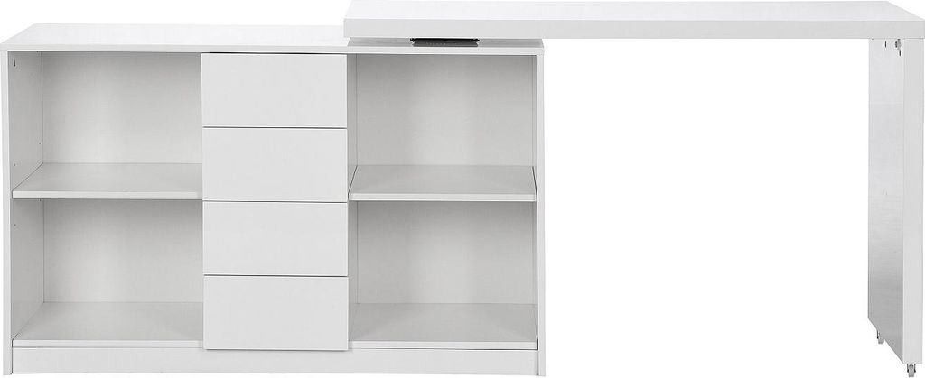 Klapptisch mit 360° drehbarer Platte - MDF - Weiß lackiert Produktbild 