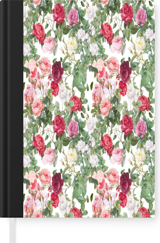 MuchoWow Notizbuch Tagebuch Haushaltsbuch Notebook A5 Blumen - Vintage - Rosen - Notizblock - Notizheft - Notebook - Schreibblock - Papier