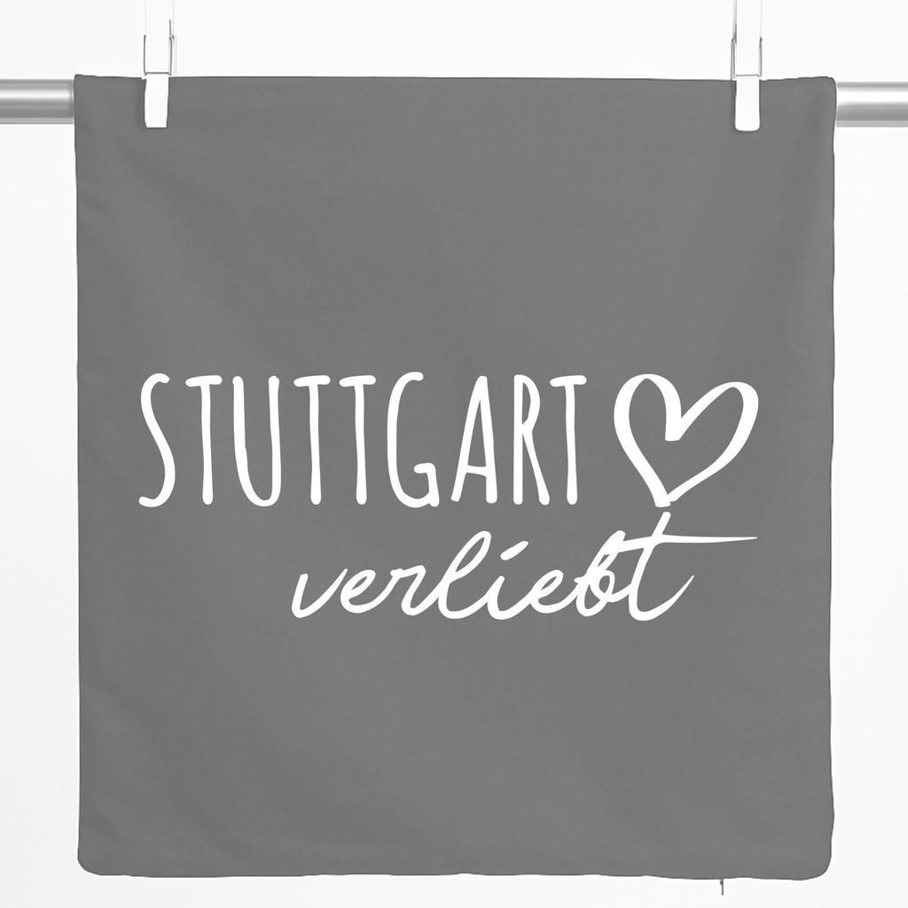 Huuraa Kissenbezug Stuttgart verliebt 40x40cm Steel Grey Baumwolle Dekokissenbezug Geschenkidee