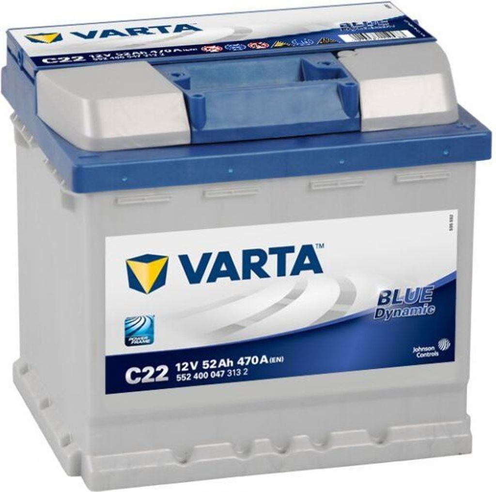 Varta Blue Dynamic, 52 Ah, 12 V, 470 A, Auto, B13, Blau, Produktbild 