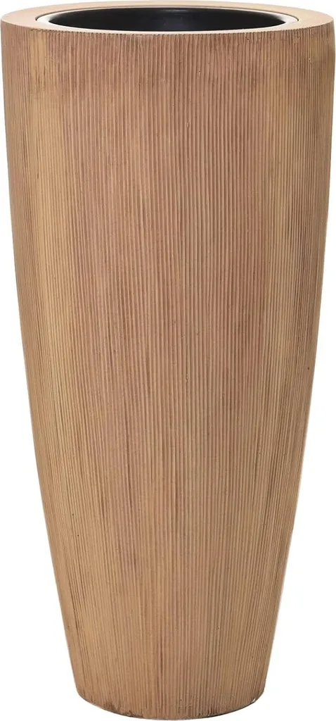 Bac à plantes haut 80 cm beige strié en fibre de verre - VIVANNO CITY