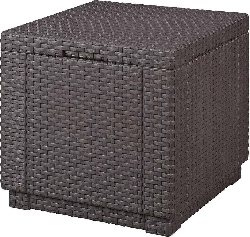 Siège d'Appoint Extérieur Keter Tabouret Cube Brun avec Coussin Inclus