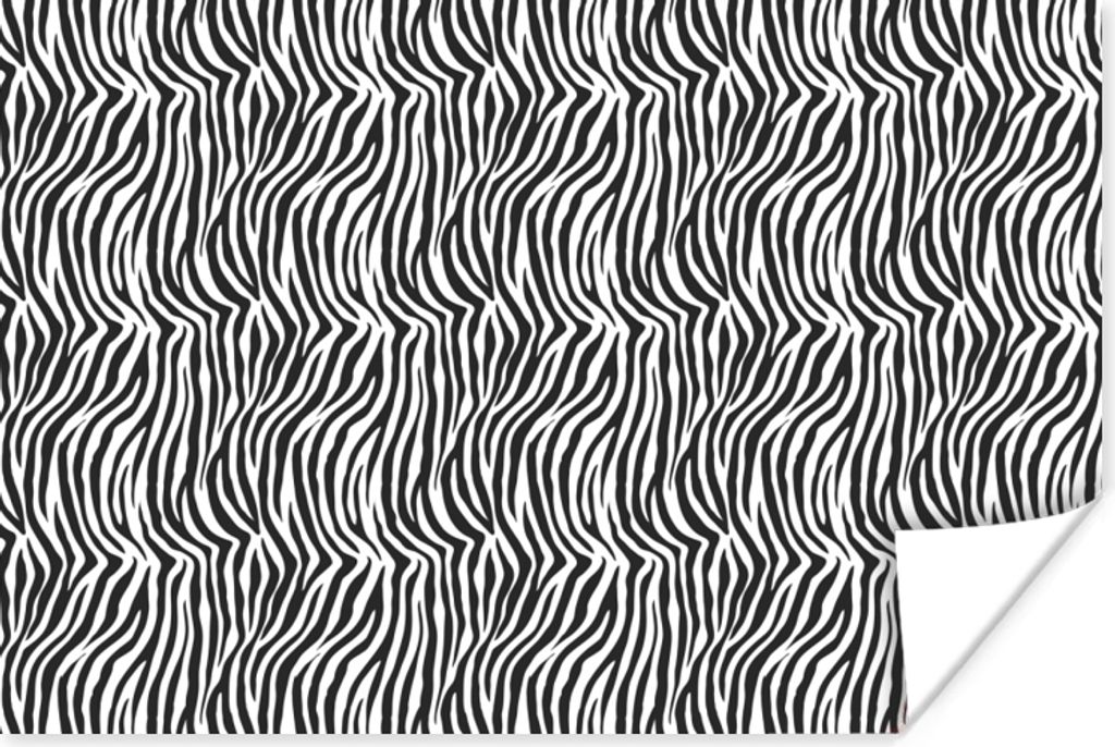 MuchoWow Poster Tiermuster - Zebra - Schwarz - Weiß 90x60 cm - Schlafzimmer