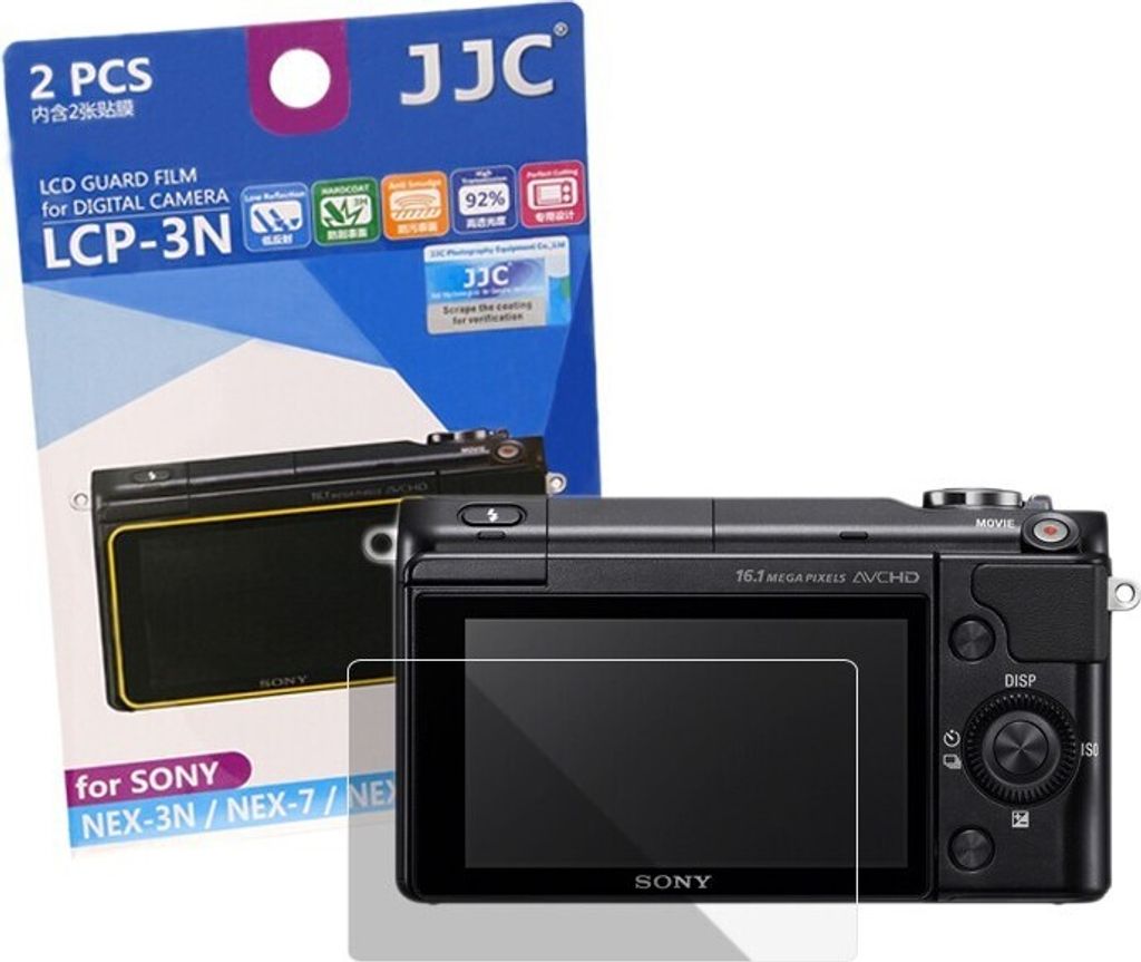 JJC Displayschutzfolie Screen Protector Kratzschutz passgenau kompatibel mit Sony NEX-3N, NEX-7, NEX-6, A6300 - LCP-3N
