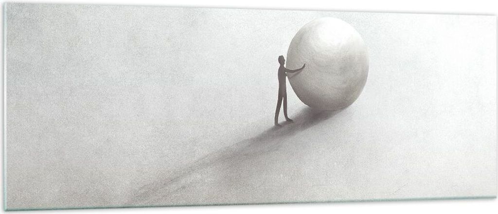 Bilder auf glas - Einteilig - Sisyphus Arbeit Symbol - 140x50cm - Glasbilder - Wandbilder - Bilder - zum Aufhängen bereit - Wanddekoration aus Gla...